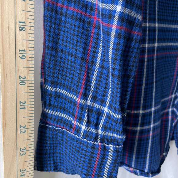 AriZona Jean Co. Womens Blue Houndstooth Checked Print Flannel Shirt Size XL - Picture 6 of 7